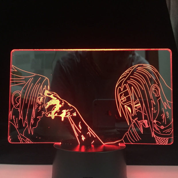 ITACHI SASUKE FOREHEAD LED ANIME LAMP 3D NARUTOThe Japanese Anime Remote Control Colors Base Atmosphere 3d Night Light Lamp
