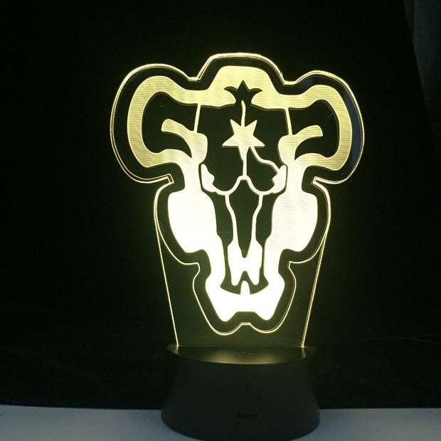 Anime Black Clover Black Bull Model 3D Night Light Home Bedroom Table Decoration for Children's Festival Birthday Gifts 7 Color Changes LED Lamp