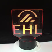 EHL Swiss Ecole Hoteliere de Lausanne Design Shape Electric Illusion 3d Lamp LED 7 Color Changing For Hotel Office Home GIft