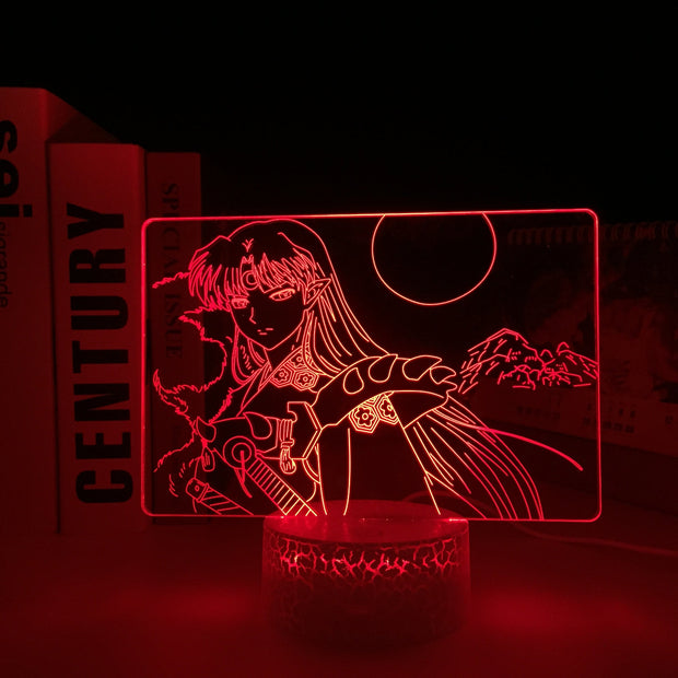 Inuyasha Anime Figure Sesshomaru 3D LED Night Light Home Bedroom Table Decoration Night Light for Children's Festival Birthday Gifts 7 Color Changes With Remote Neon Lamp