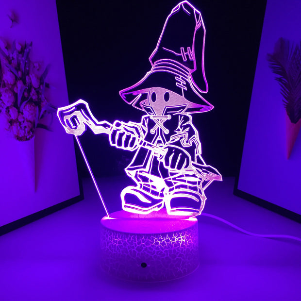 3D LED Final Fantasy Vivi Ornitier Figure  Night Light Home Bedroom Table Decoration Night Light for Children's Festival Birthday Gifts 7 Color Changes With Remote Neon Lamp