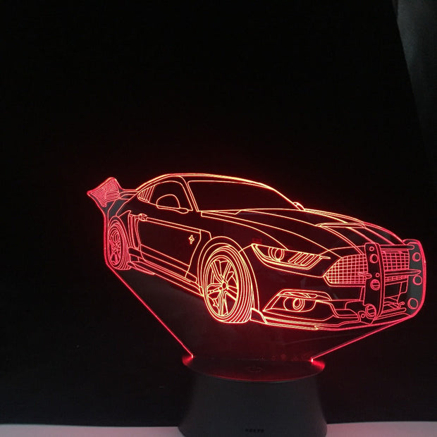 3D LED Night Light Vintage Super Car Action Figure 7 Colors Touch Optical Illusion Table Lamp Home Decoration Model