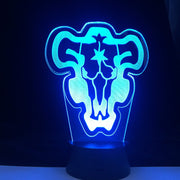 Anime Black Clover Black Bull Model 3D Night Light Home Bedroom Table Decoration for Children's Festival Birthday Gifts 7 Color Changes LED Lamp