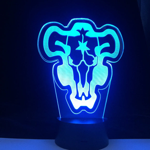 Anime Black Clover Black Bull Model 3D Night Light Home Bedroom Table Decoration for Children's Festival Birthday Gifts 7 Color Changes LED Lamp