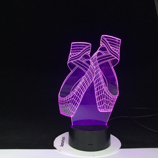 Ballet Shoes Shape 3D LED Night Lights Colorful Led USB Table Lamp Girl Bedside Decor Creative Lighting Gift Dropshipping 1827