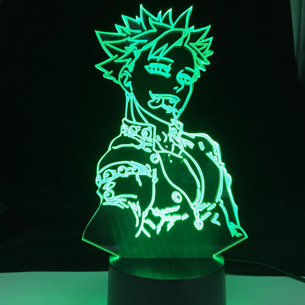 Ban Anime Lamp Seven Deadly Sins Laser LED Engraved Acrylic Upward Lighting 3D Illusion Night Lamp LED Sensor Light Xmas Gift