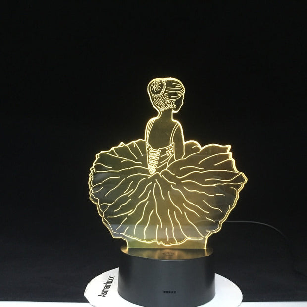 Dancing Girl Usb 3D Led Table Lamp Bedside Night Light Shape 7 Color Change Home Decoration Bedroom Sleep Lighting Gifts 1809