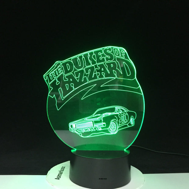The DUKES OF HAZZARD Night Light Multi 3D Color LED RGBW Lighting Luminaria Table Kids Christmas Gift Birthday Dropship 4077