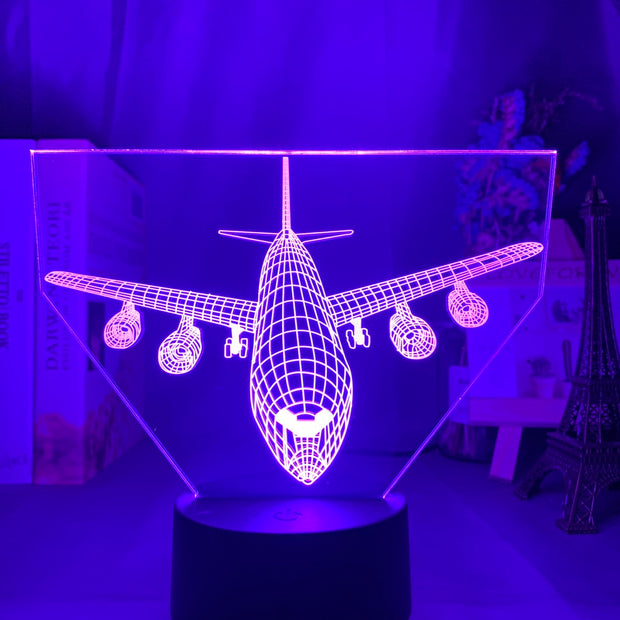 Acrylic 3d Illusion Led Night Light Airplane Model Nightlight Gift for Kids Child Bedroom Decoration Colorful 3d Lamp Bedside