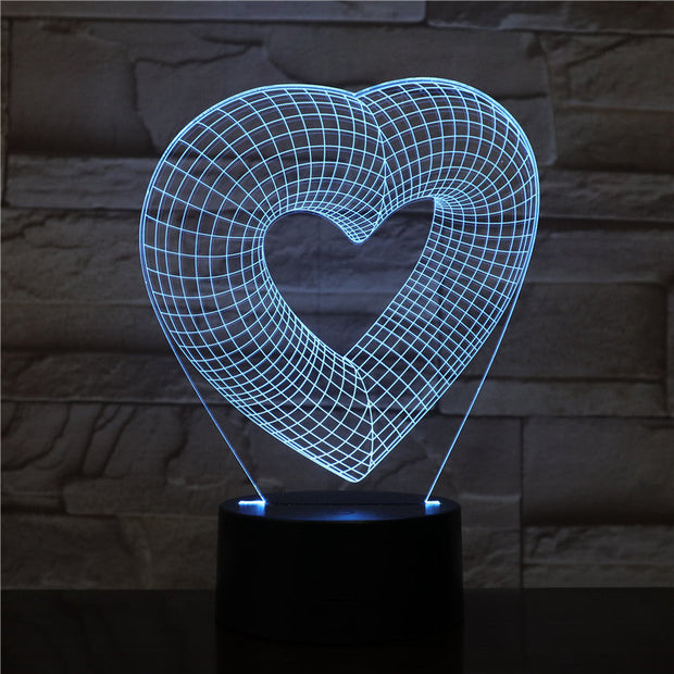 Hearts Remote Touch Control 7/16 Colors Change 3D LED Night Light Sleep Bedroom Decor Lamp Man Boys Lovers Dropship Gift 2047