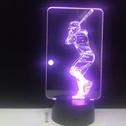 Novelty New Sport Playing Baseball 3D LED illusion USB Remote Night Light 7 Color Change Lamp Home Decoration Child Boy Man Gift