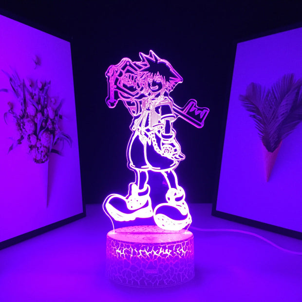 Kingdom Hearts Game Figure Sora Keyblade Home Room Decoration 3D Lamp Childrens Gifes Multiple Color Change Control