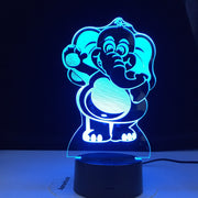 Drop Shipping Cartoon Elephant 3D Night Light LED 7 Color USB Illusion Gradient Xmas Birthday Gifts Toy Table Desk Lamp Kids