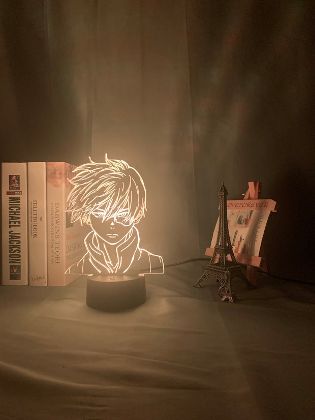 Anime My Hero Academia Shoto Todoroki Face Design Led Night Light Lamp for Kids Child Boys Bedroom Decor Acrylic Table Lamp Gift