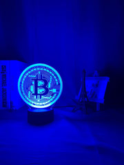 Acrylic Led Night Light Bitcoin for Room Decorative Nightlight Touch Sensor 7 Color Changing Battery Powered Table Night Lamp 3d