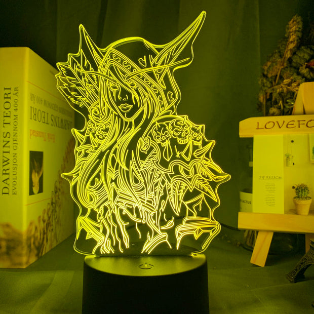 World of Warcraft Sylvanas Windrunner 3d Led Night Light for Kids room The Dark Lady Nightlight The Banshee Queen Table Lamp WOW