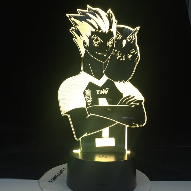 Haikyuu Anime Kotaru Bokuto 3D Neon Lamp Home Bedroom Table Decoration for Kids Children's Festival Birthday Gifts USB Link Charging LED Light