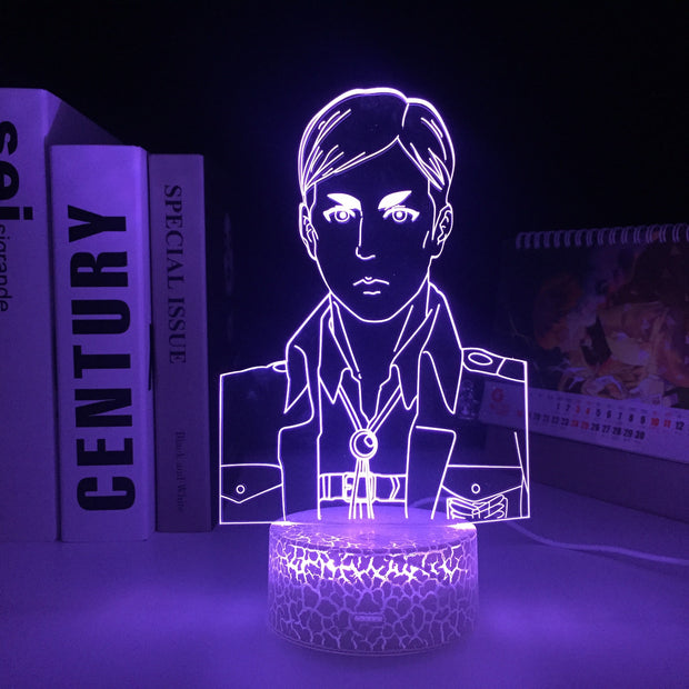 Attack on Titan Erwin Smith 3D Lamp Home Bedroom Table Decoration Small Night Light for Kids Multiple Color Changes With Remote Control