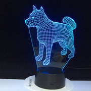 Siberian Husky Dog Night Light LED 3D Illusion 7 Color Changing Room Decorative Lamp Child Kid Baby Kit Desk Lamp Bedside 1910