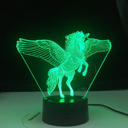 Unicorn Flyying Model Touching 3D LED Lamps Kids Bedroom Decor Rainbow Horse Lights With Remote Control illusion Night Lights