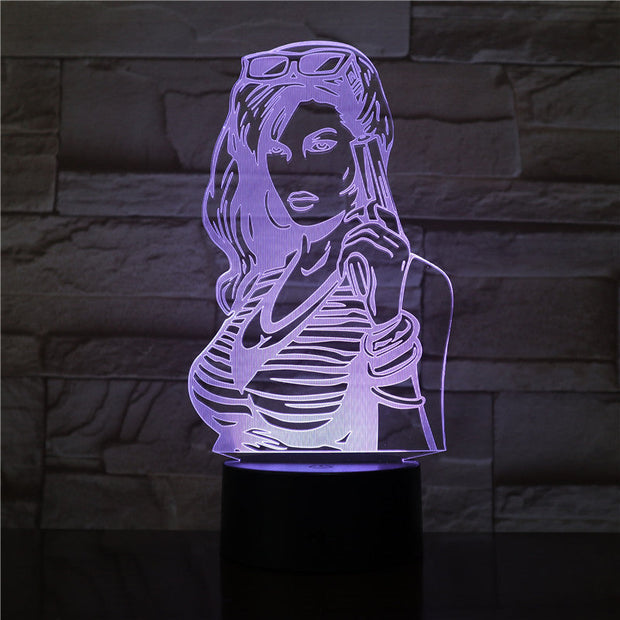 3D LED Luminarias Night Light Desk Lamp Movie Girl Lights Children's Nightlight Visual Led Desk Lights Illusion Lamp 2996