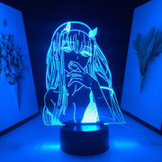 Anime DARLING in the FRANXX Zero Two Figure 3D LED Night Light Home Bedroom Table Decoration Night Light for Children's Festival Birthday Gifts 7 Color Changes With Remote Neon Lamp