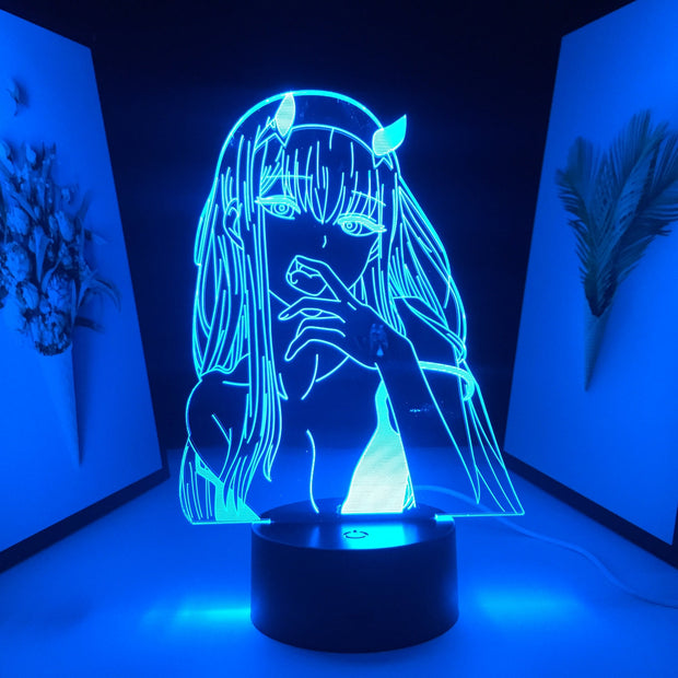 Anime DARLING in the FRANXX Zero Two Figure 3D LED Night Light Home Bedroom Table Decoration Night Light for Children's Festival Birthday Gifts 7 Color Changes With Remote Neon Lamp