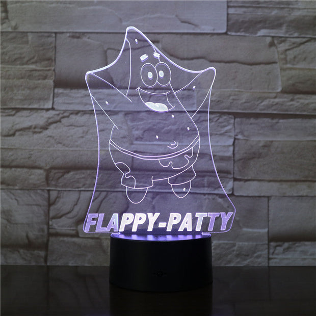 Patrick Star 3d lamp Flappy Patty Table Lamp Acrylic Creative Decorations Bedroom Sleeping Nightlight Gift Dropshipping 2951