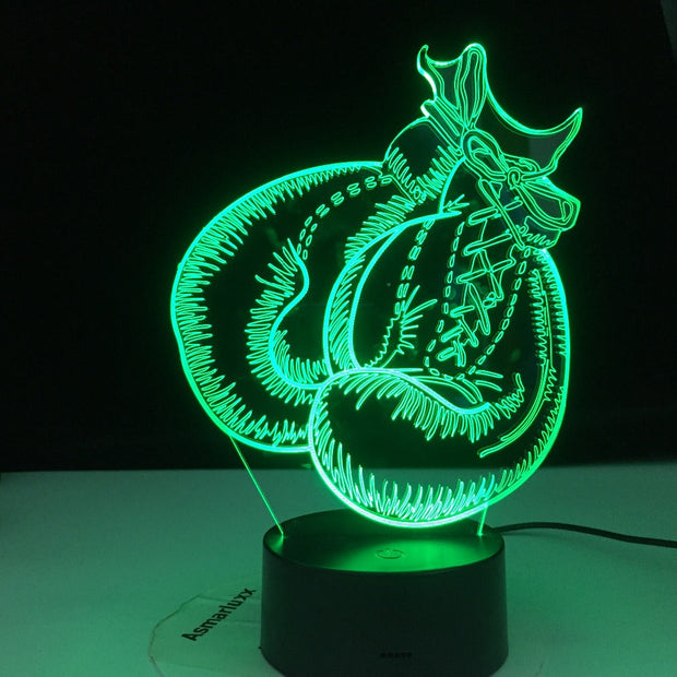 Boxing Gloves 3D-4144 Lamp Touch Remote Control 3D Visual Nightlight 3AA Batterie Powerbank USB LED Light Best Type