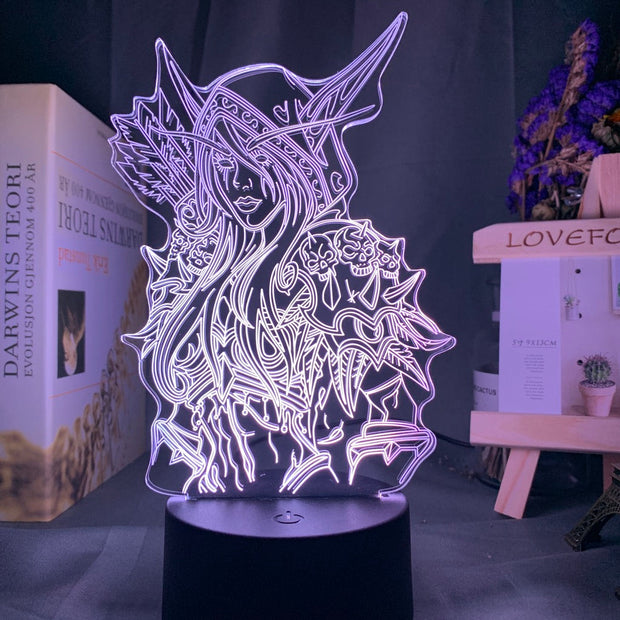 World of Warcraft Sylvanas Windrunner 3d Led Night Light for Kids room The Dark Lady Nightlight The Banshee Queen Table Lamp WOW