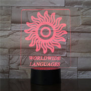Woldwide Lanugages 3D lamp 7 Colors Change LED Light Acrylic Touch USB Lamp Room Table Desk Night Light Kid's Friends Gift 2916