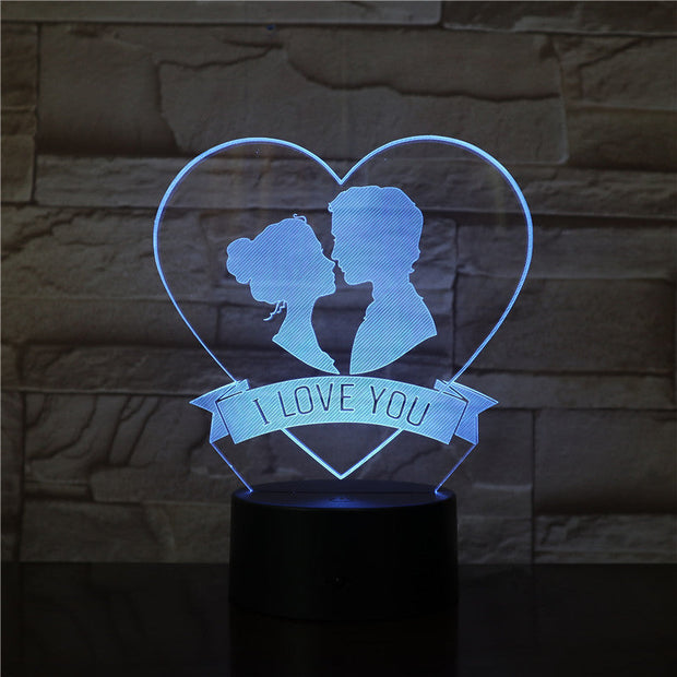 Valentine I Love U Usb Touch Remote Control 7 Colors 3D Led Night Light Changable Glow In The Dark Toys Halloween Gift 3438