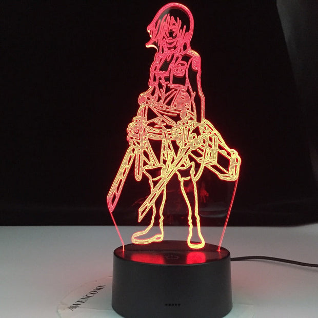 Attack on Titan Mikasa Ackerman Figure Kids 3d Lamp Nightlight for Room Decoration Led Colors Changing Night Light Anime Gift
