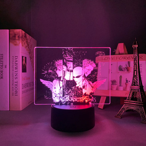 3D LED Lamp Anime FigureNANA Black Stone Bedroom Desk Decoration Small Night Light for Children's Festival Birthday Gifts Neon Lights With Remote