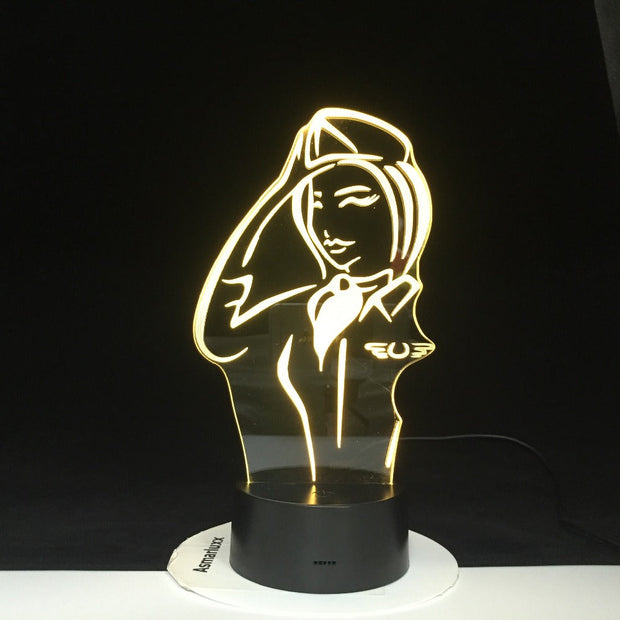 7 Colors Change Lamp Cartoon Police Women 3D Lamp Acrylic LED USB Table Lamp TARDIS Lights Multi-colored Bulbing Light 1912
