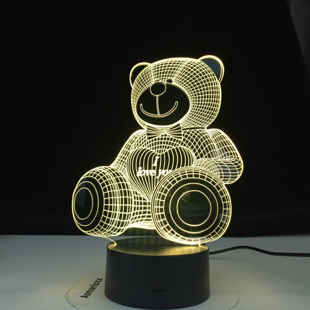 Hot Selling Loving Bear 3d Lamp Colorful Gradual Nightlight Led Touch Gift 3d Vision Table Lamps For Living Room Desk Lamp