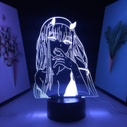 Anime DARLING in the FRANXX Zero Two Figure 3D LED Night Light Home Bedroom Table Decoration Night Light for Children's Festival Birthday Gifts 7 Color Changes With Remote Neon Lamp