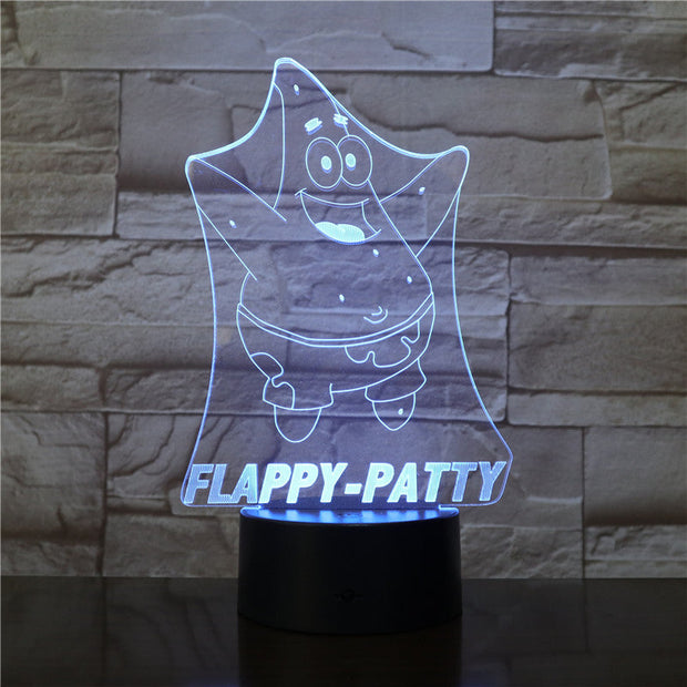 Patrick Star 3d lamp Flappy Patty Table Lamp Acrylic Creative Decorations Bedroom Sleeping Nightlight Gift Dropshipping 2951