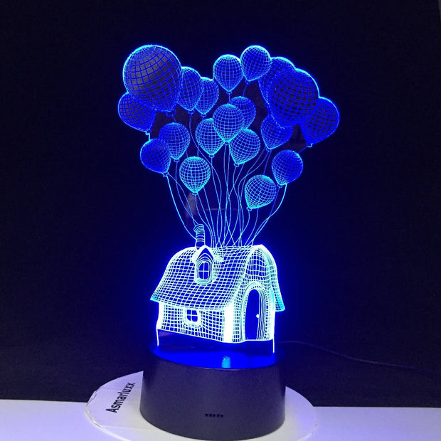 Balloon House 3D Led Night Light Shape Atmosphere Visually Festival Decor Lamp lamparas Acrylic Multicolor For Home Decor