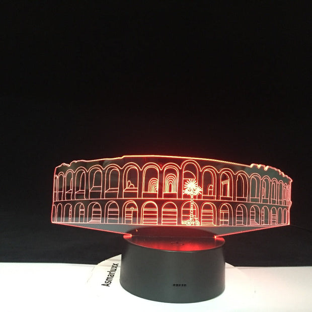 Roma Colosseum Building 3D Night Lamp Art Bridge Colorful 3D Lamp Crystal Acrylic 3D Lighting Household Accessories