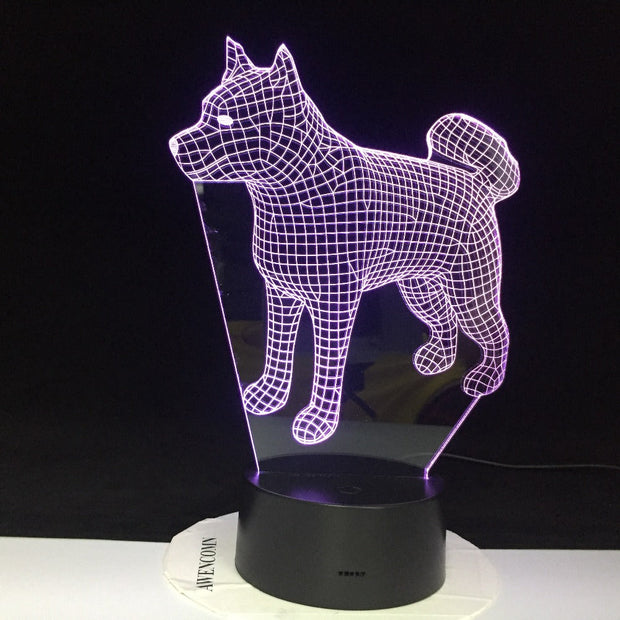 Siberian Husky Dog Night Light LED 3D Illusion 7 Color Changing Room Decorative Lamp Child Kid Baby Kit Desk Lamp Bedside 1910