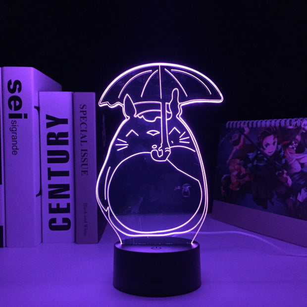 My Neighbor Totoro Open An Umbrella 3D LED Night Light Touch Sensor Colorful Home Bedroom Table Decoration for Children's Festival Birthday Gifts Acrylic 7 Color Changes