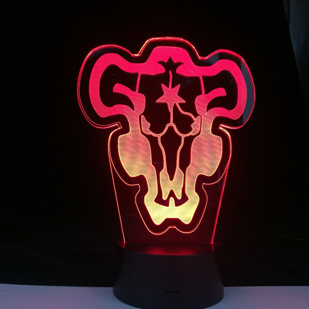 Anime Black Clover Black Bull Model 3D Night Light Home Bedroom Table Decoration for Children's Festival Birthday Gifts 7 Color Changes LED Lamp