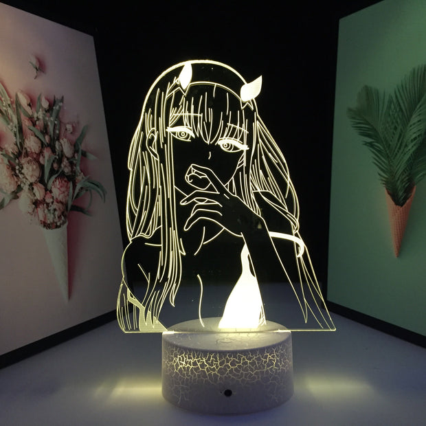 Zero Two Figure Anime 3D Nightlight Child Bedroom Decor Light Manga Kids Gift Night Light Girls Manga Table Lamp