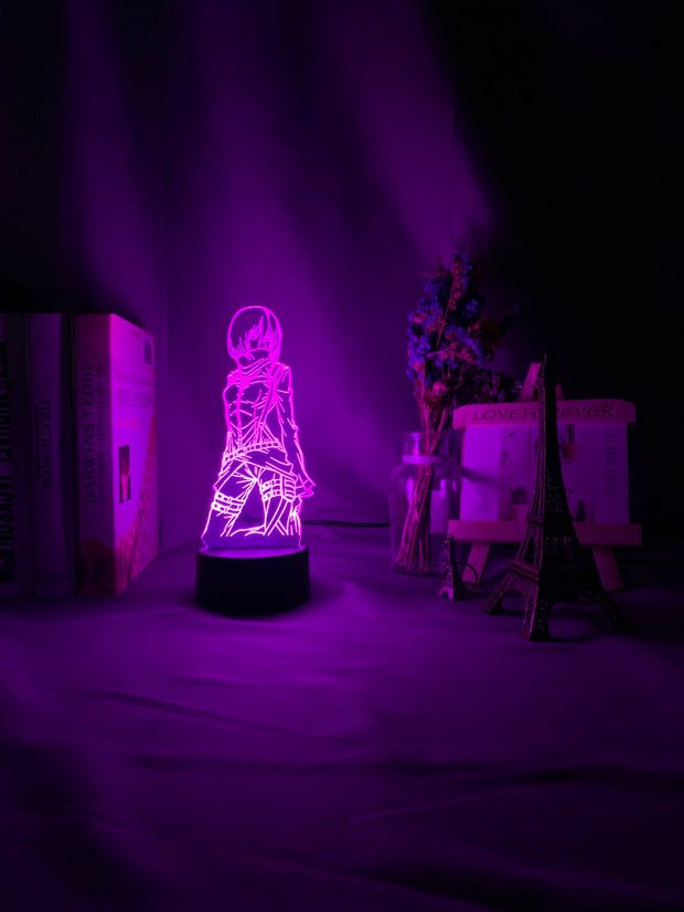 3d Lamp Attack on Titan Mikasa Ackerman Figure Kids Nightlight for Room Decoration Led Color Changing Night Light Anime Gift