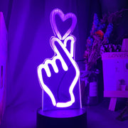 Finger Heart Led Night Light Touch Sensor Colorful Kids Nightlight for Bedroom Decoration Usb Battery Powered Desk Lamp Gift