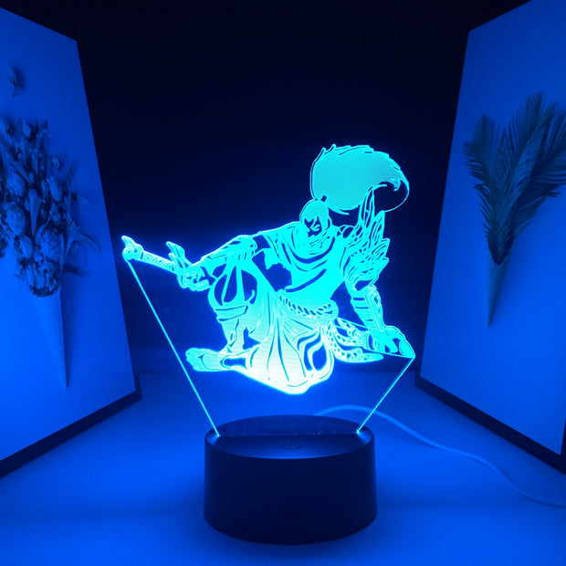 3D LED Night Light Game League of Legends Figure Yasuo Home Bedroom Table Decoration for Children's Festival Birthday Gifts Acrylic Lamp 7 Color Changes With Remote