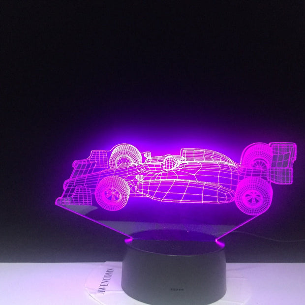 F1 Racing Car 3D LED Lamp Cute Gift for Infant Nightlight Multi-color with Remote for Indoor Decorative Led Night Light Lamp
