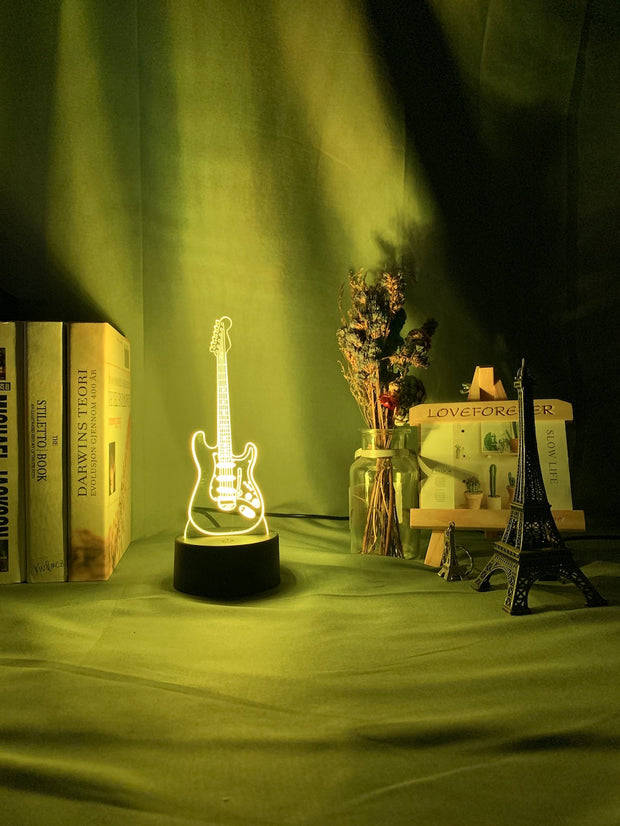 Musical Instrument Baby Night Light Led 7 Colors Changing Bedroom Decor Light Guitar Gift for Kids Girls Table Usb 3d Lamp Bass