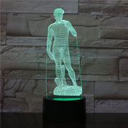 Michelangelo David 3D LED Night Light Sculpture Figure Touch Sensor RGB Decorative Lamp Child Kid David Sculpture Desk lamp